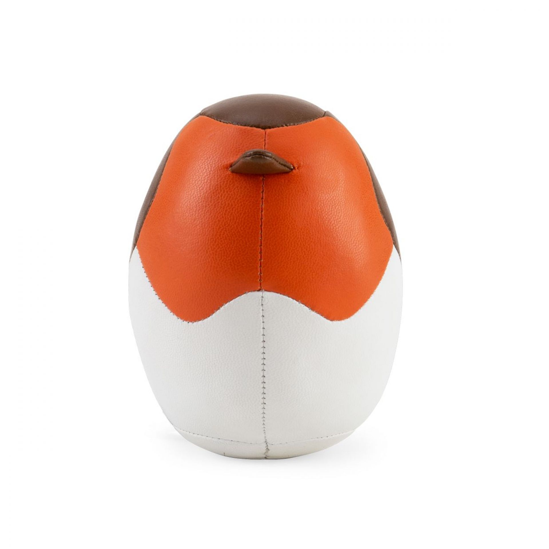 Rückansicht des braun-orange-weißen Züny Robin Vogel Briefbeschwerers aus Kunstleder, ideal als Deko und Türstopper.