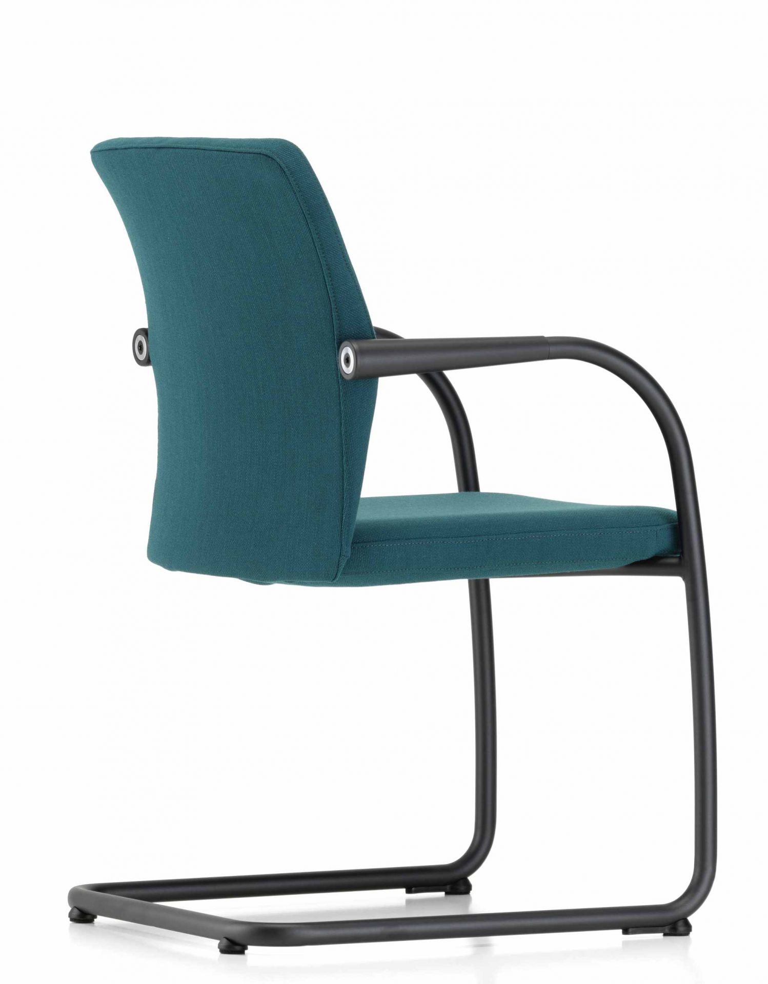 Vitra ID Visitor Freischwinger in Grün mit schwarzem Gestell, Bürostuhl für Besucher.