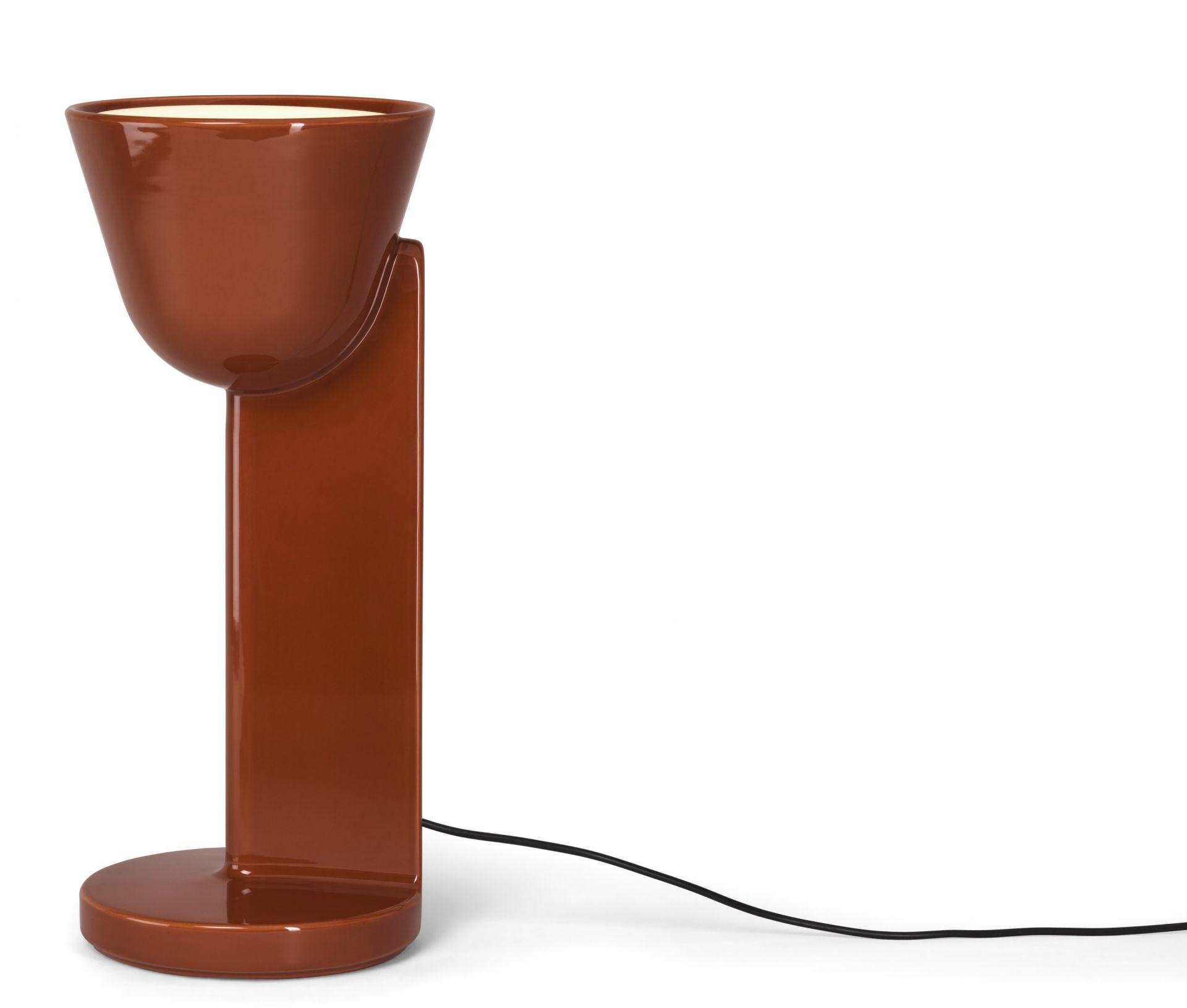 Braune Céramique Tischleuchte von Flos, modernes Design für Wohnzimmer und Schlafzimmer.