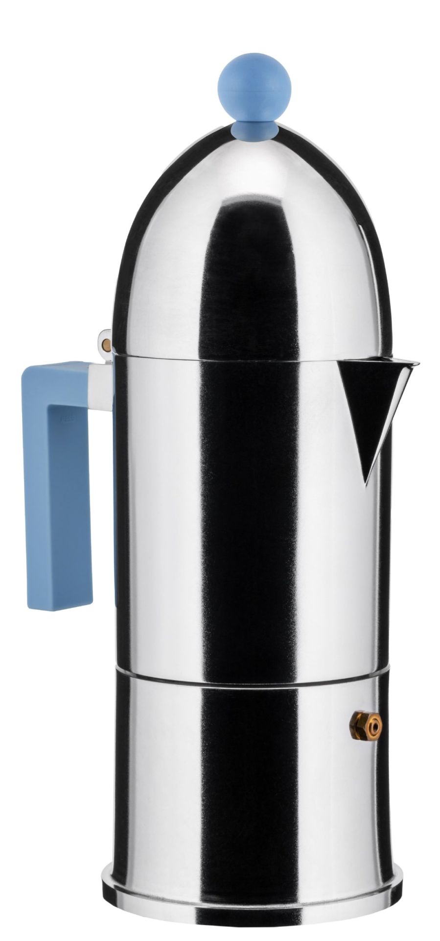 Alessi La Cupola Espressokocher in Hellblau: Stilvolle italienische Kaffeemaschine für aromatischen Espresso.