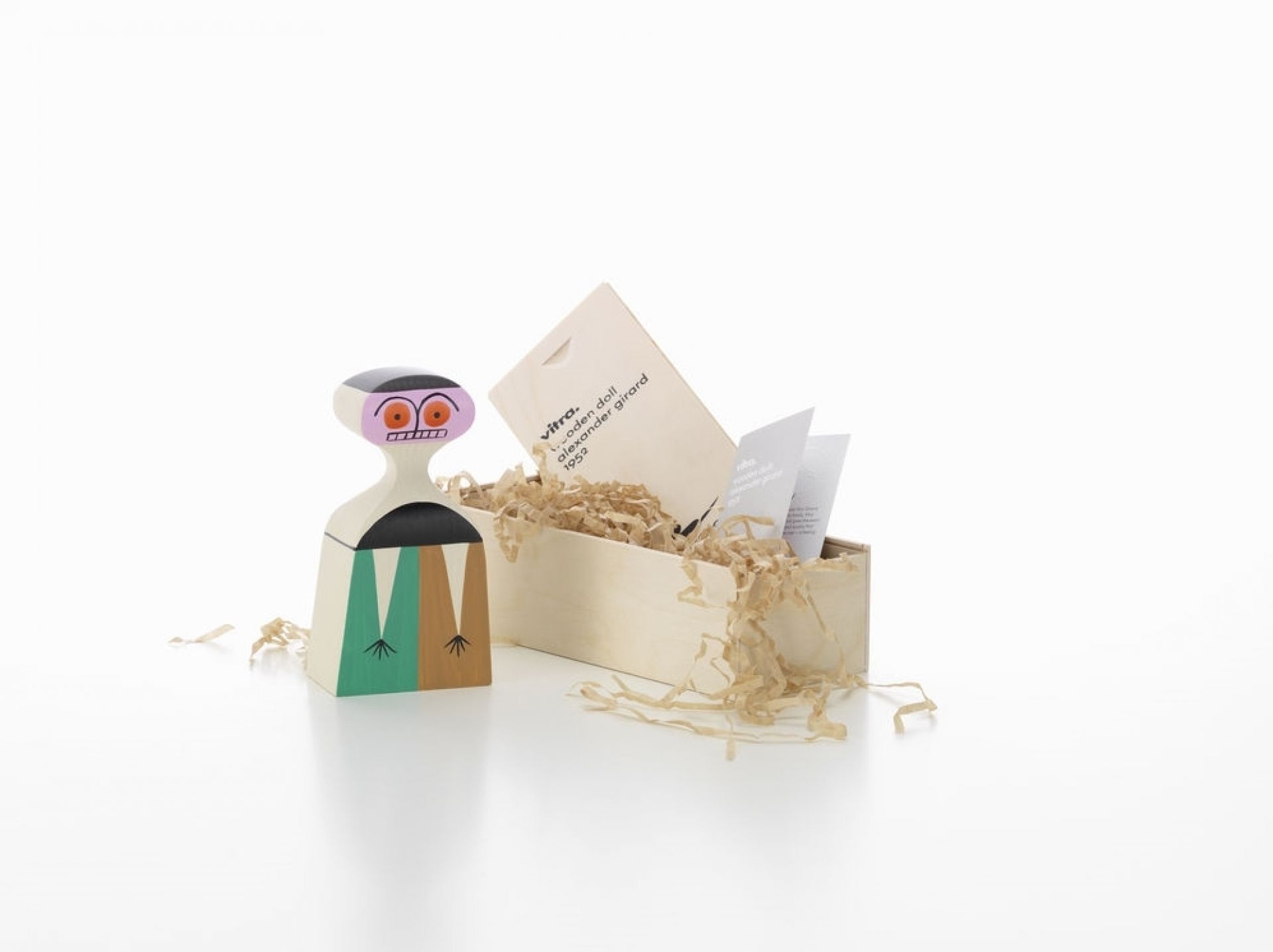 Vitra Wooden Doll No. 3 Holzfigur mit Geschenkbox, dekorative Sammlerfigur aus Holz.