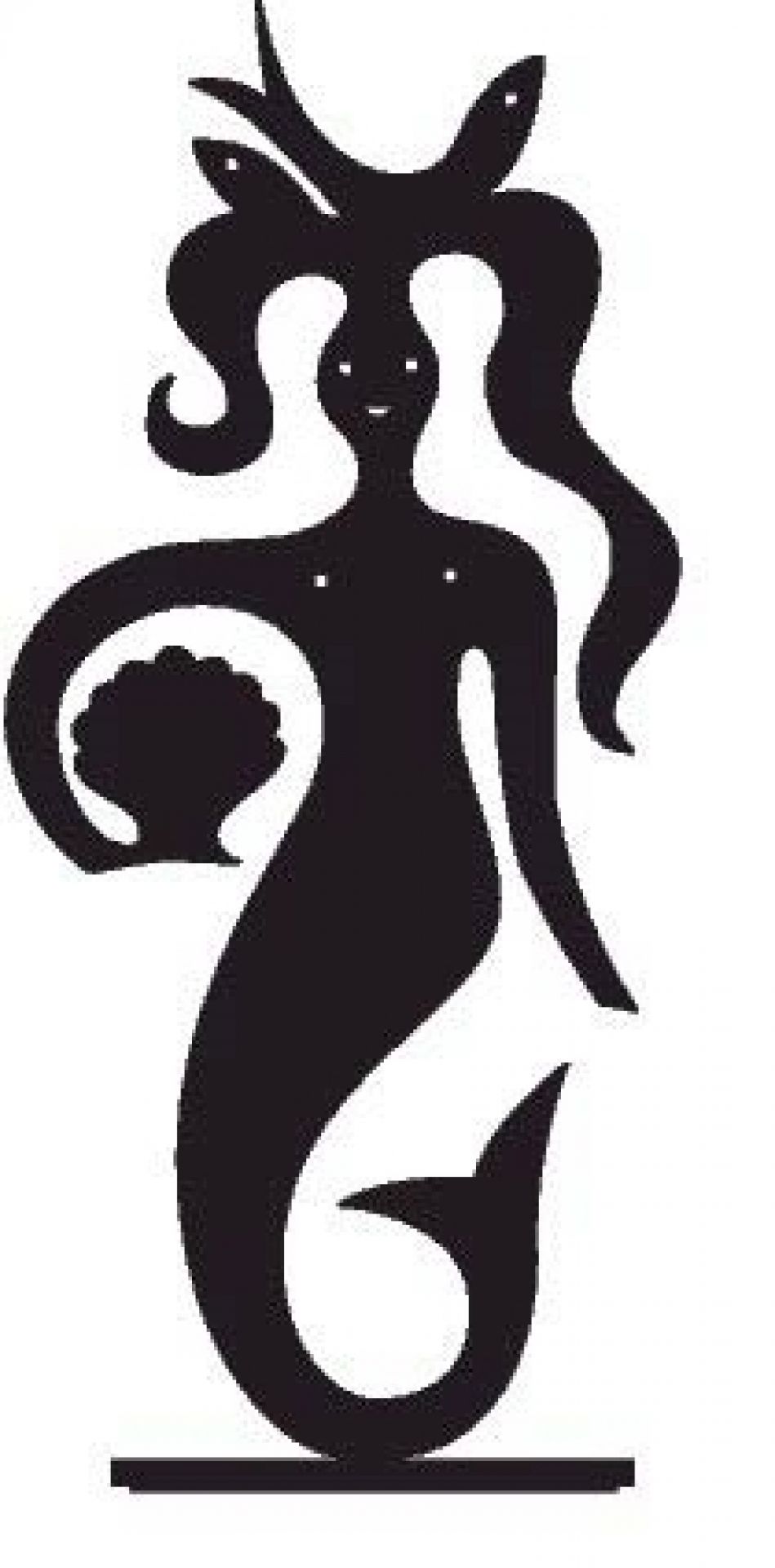 Schwarze Vitra Silhouettes Figur einer Meerjungfrau mit Muschel in der Hand als Dekoration.
