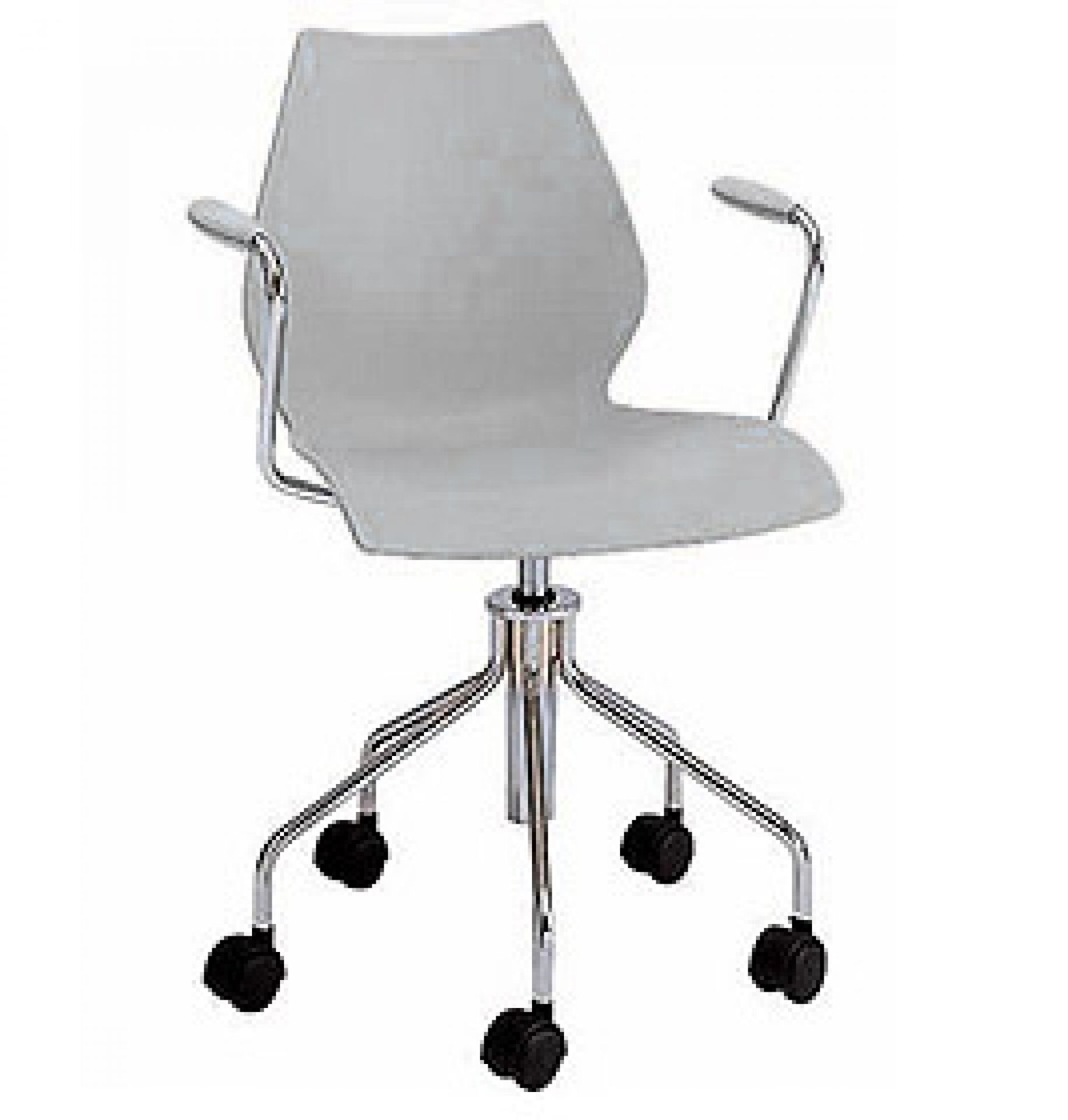 Grauer Maui Drehstuhl mit Armlehnen von Kartell: Moderner Bürostuhl mit Gasfeder und Rollen.