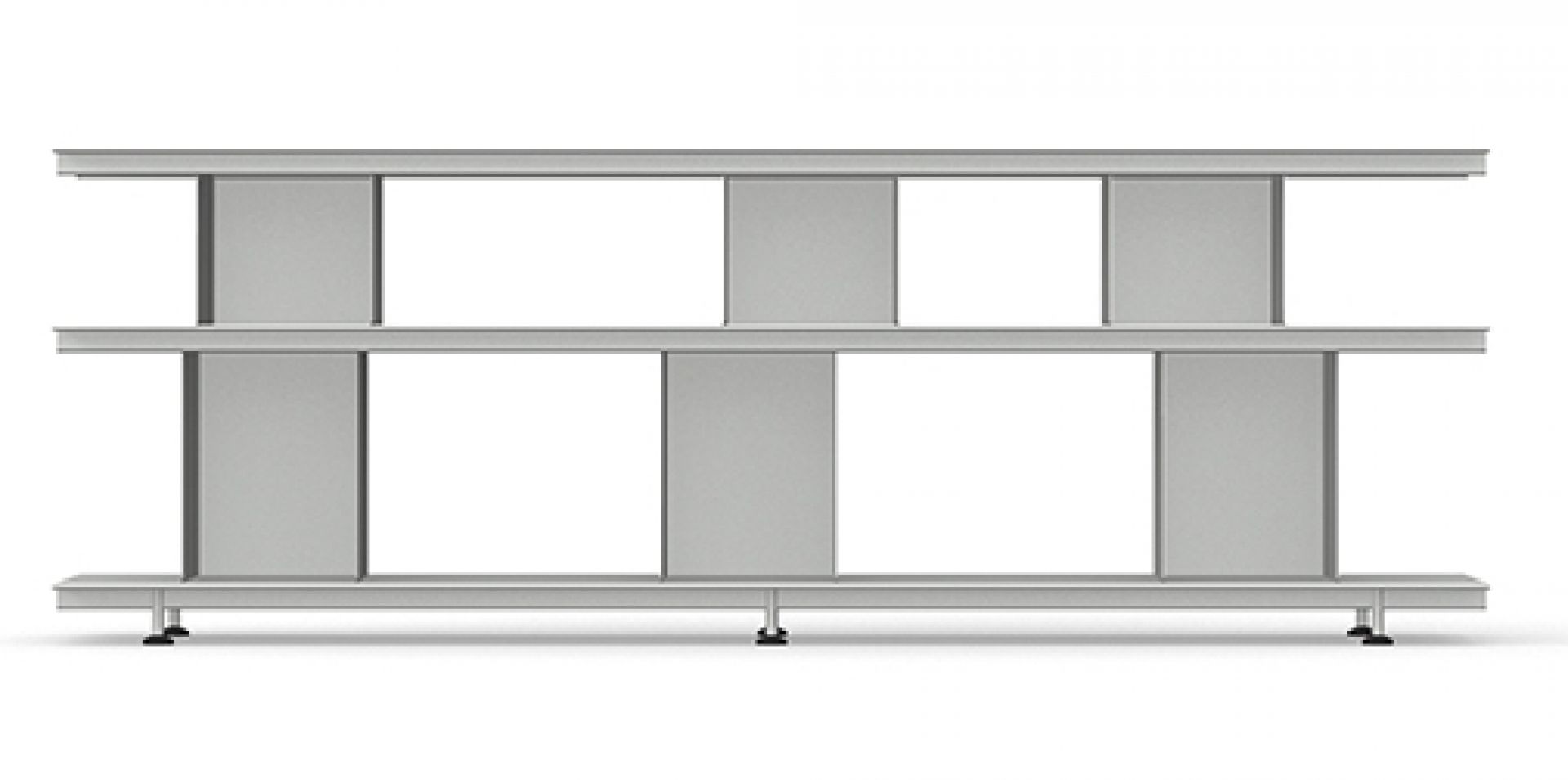 Zoll D Regal von Nils Holger Moormann, modernes, modulares Regalsystem in Grau, freistehend.