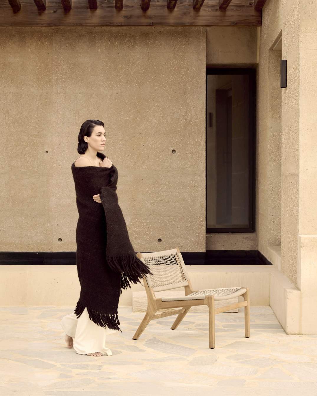 Jack Woven Outdoor Loungsessel Teak Kordel Beige Ethnicraft