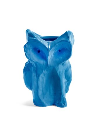 Blaue Eule Vase von Serax, Keramik Blumenvase in Eulenform, modernes Wohndekor.