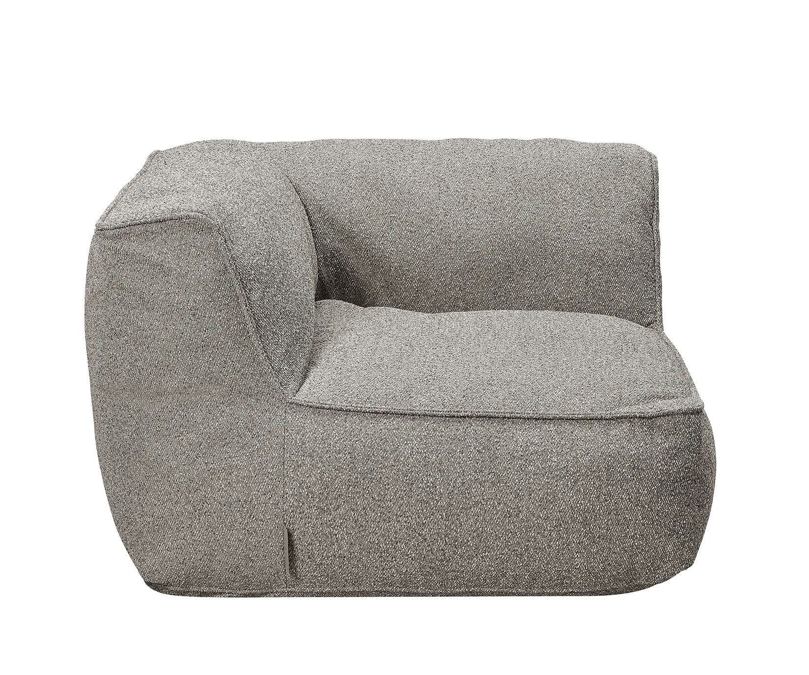 Graues Grow Ecksitzer Modul von Blomus für den Outdoor-Bereich, bequeme Gartenmöbel und Lounge-Sessel.