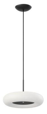 Schwarze Oto Pendelleuchte von Belux mit warmweißem Licht (3000K) für stilvolle Innenraumbeleuchtung.