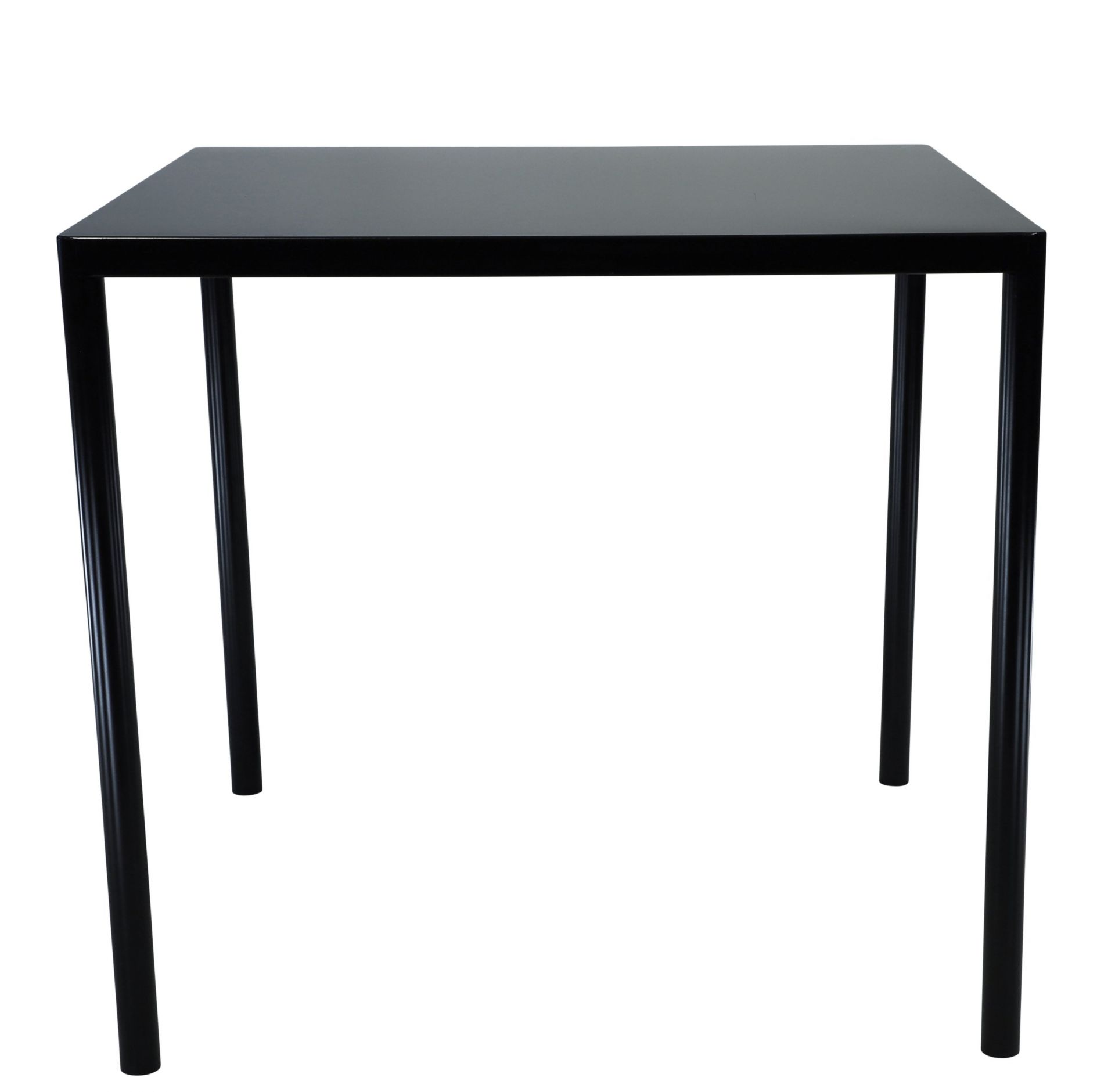 Schwarzer Jan Kurtz Live Tisch für den Außenbereich, quadratische Tischplatte und schlanke Beine.