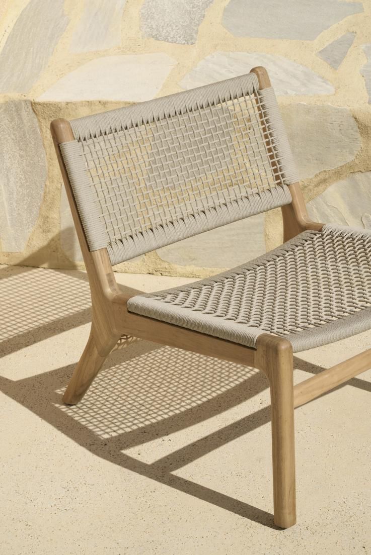 Jack Woven Outdoor Loungsessel Teak Kordel Beige Ethnicraft