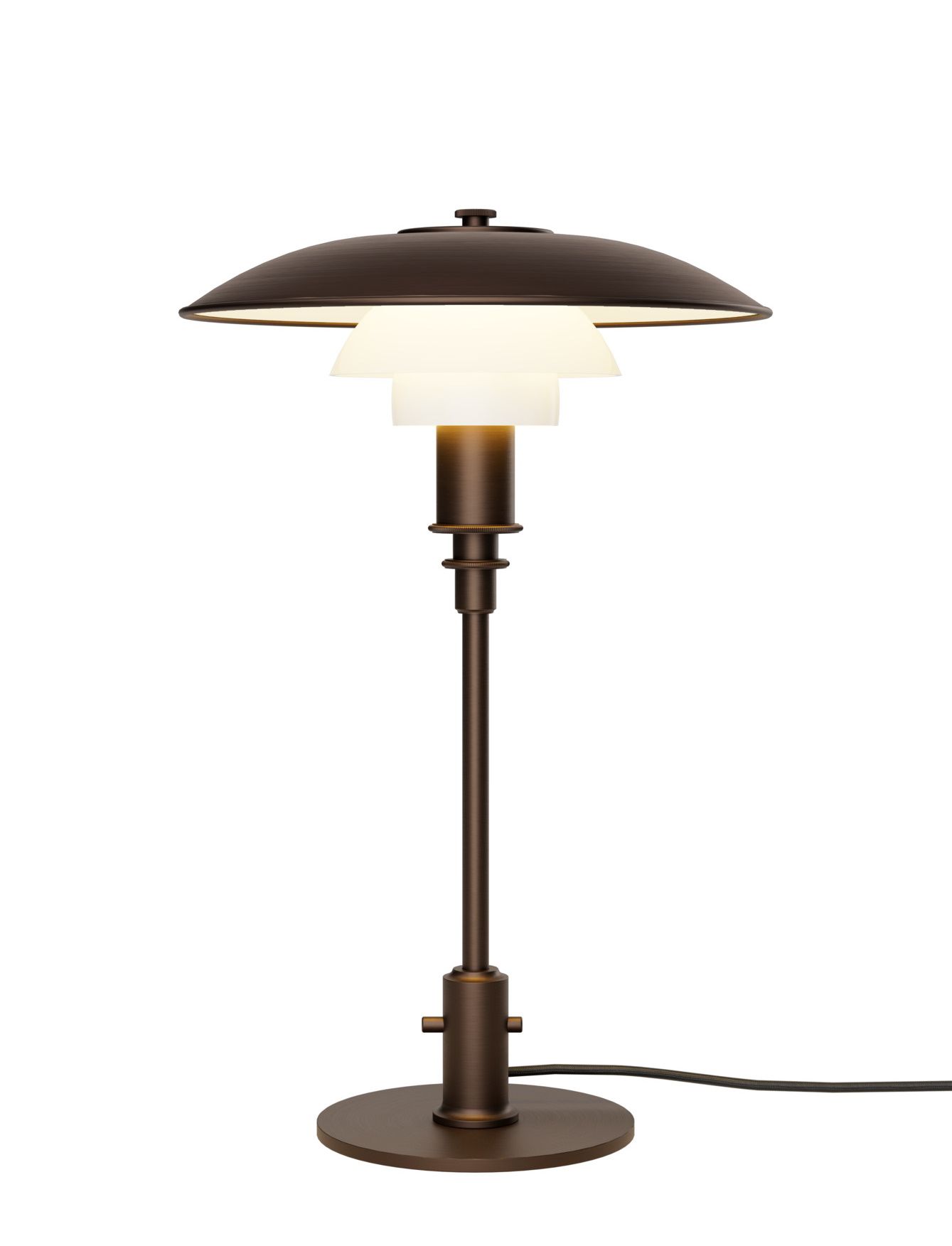 PH 3/2 Aged Brass Opal Tischleuchte Louis Poulsen