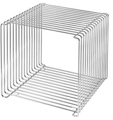 Montana Wire Cube Drahtregal aus verchromtem Stahl, quadratisches Design für modulare Aufbewahrung und stilvolle Raumgestaltung.