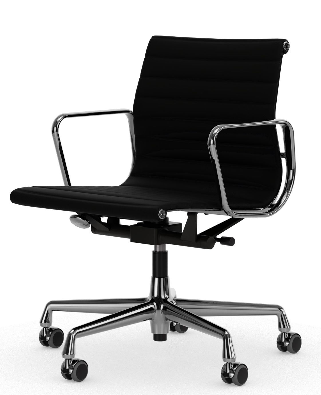 Aluminium Chair EA 118 / EA118 Stuhl Leder Premium Nero Vitra