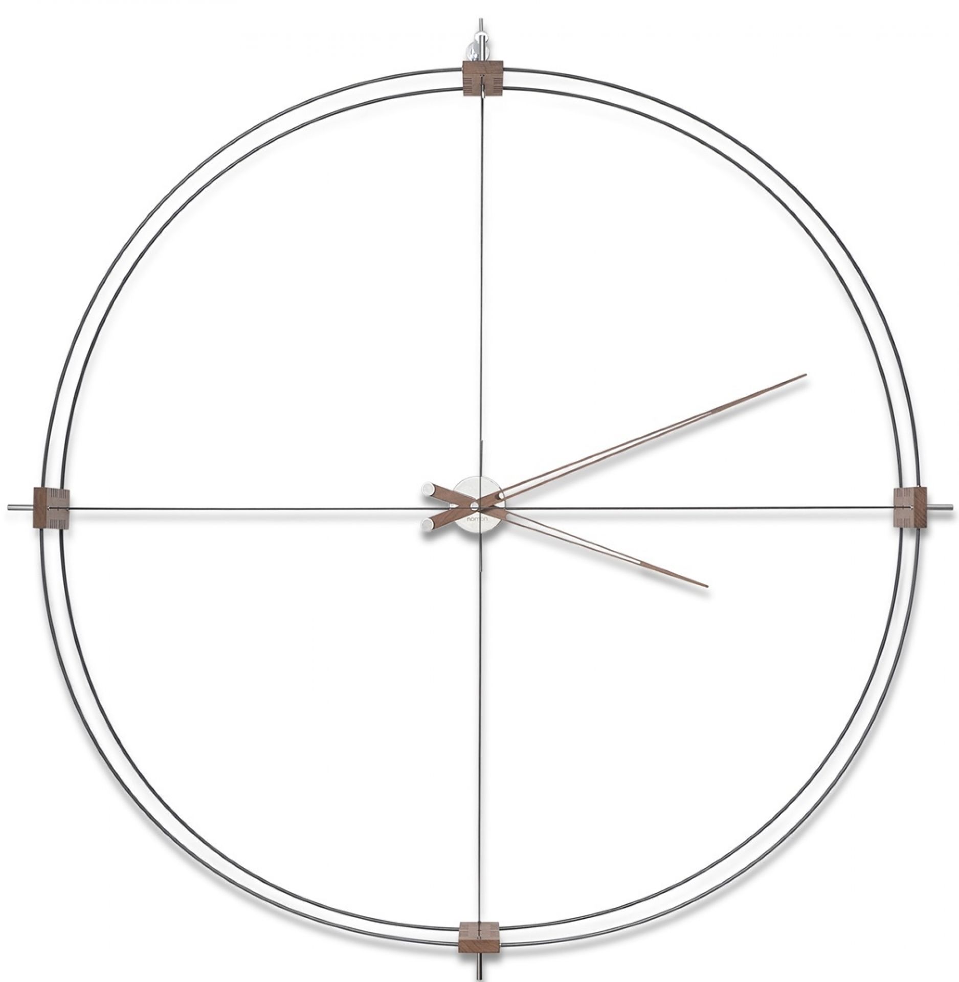 Delmori Clock Wanduhr: Große, moderne Wanduhr mit minimalistischem Design und filigranem Metallrahmen.