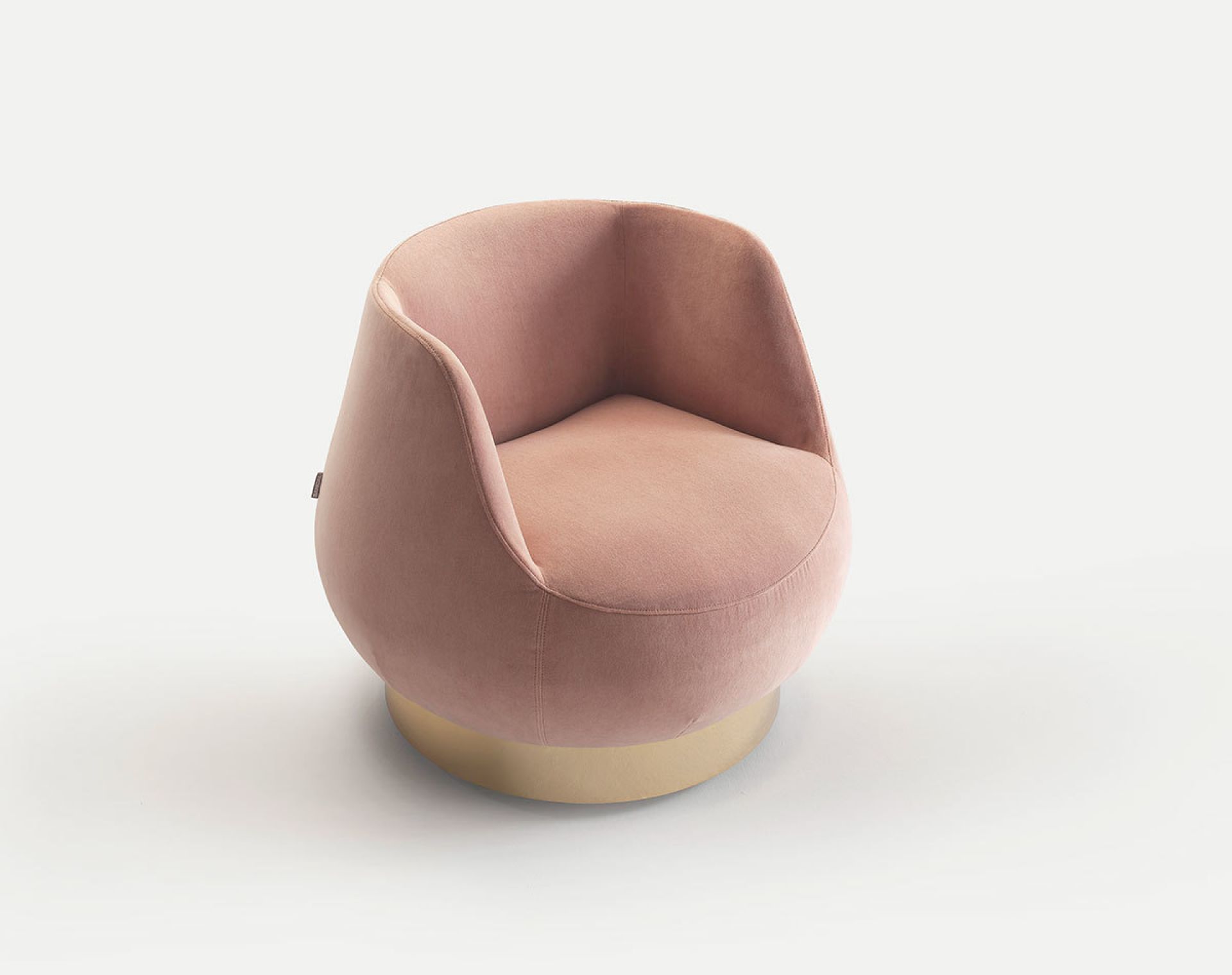 Rosa Magnum Sessel von Sancal mit drehbarem goldenem Sockel, moderner Polstersessel für Wohnzimmer.