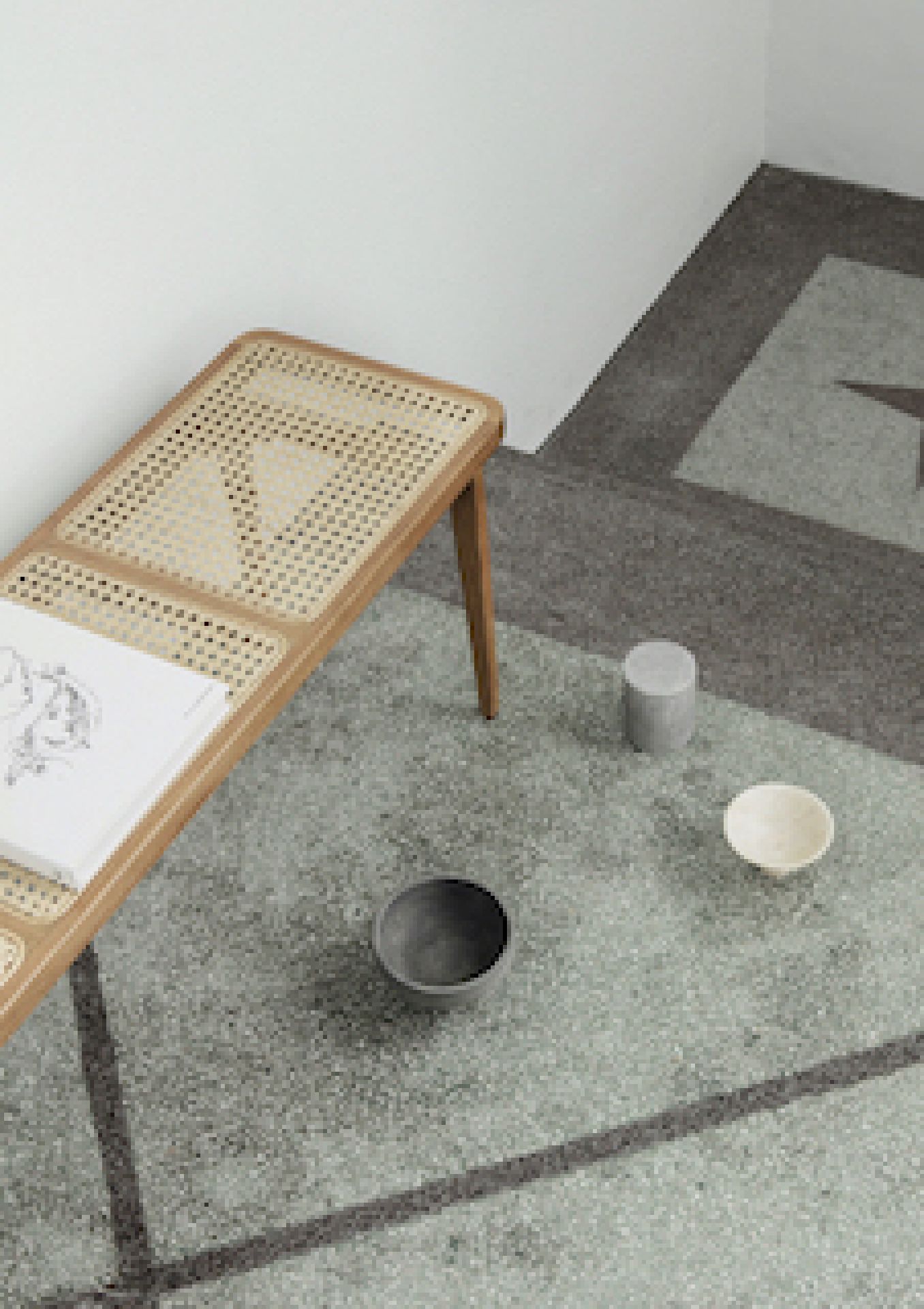 NORR11 Le Roi Bank aus geräucherter Eiche mit Wiener Geflecht, moderne Holzbank für Wohnzimmer und Flur.