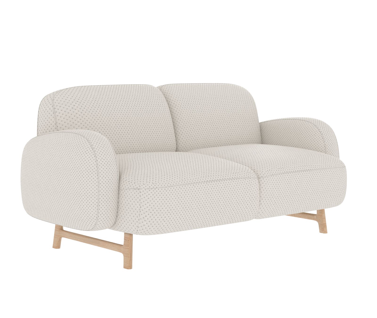 Auguste Sofa von Hartô, 2-Sitzer in Beige mit Holzfüßen, modernes Design für Wohnzimmer.