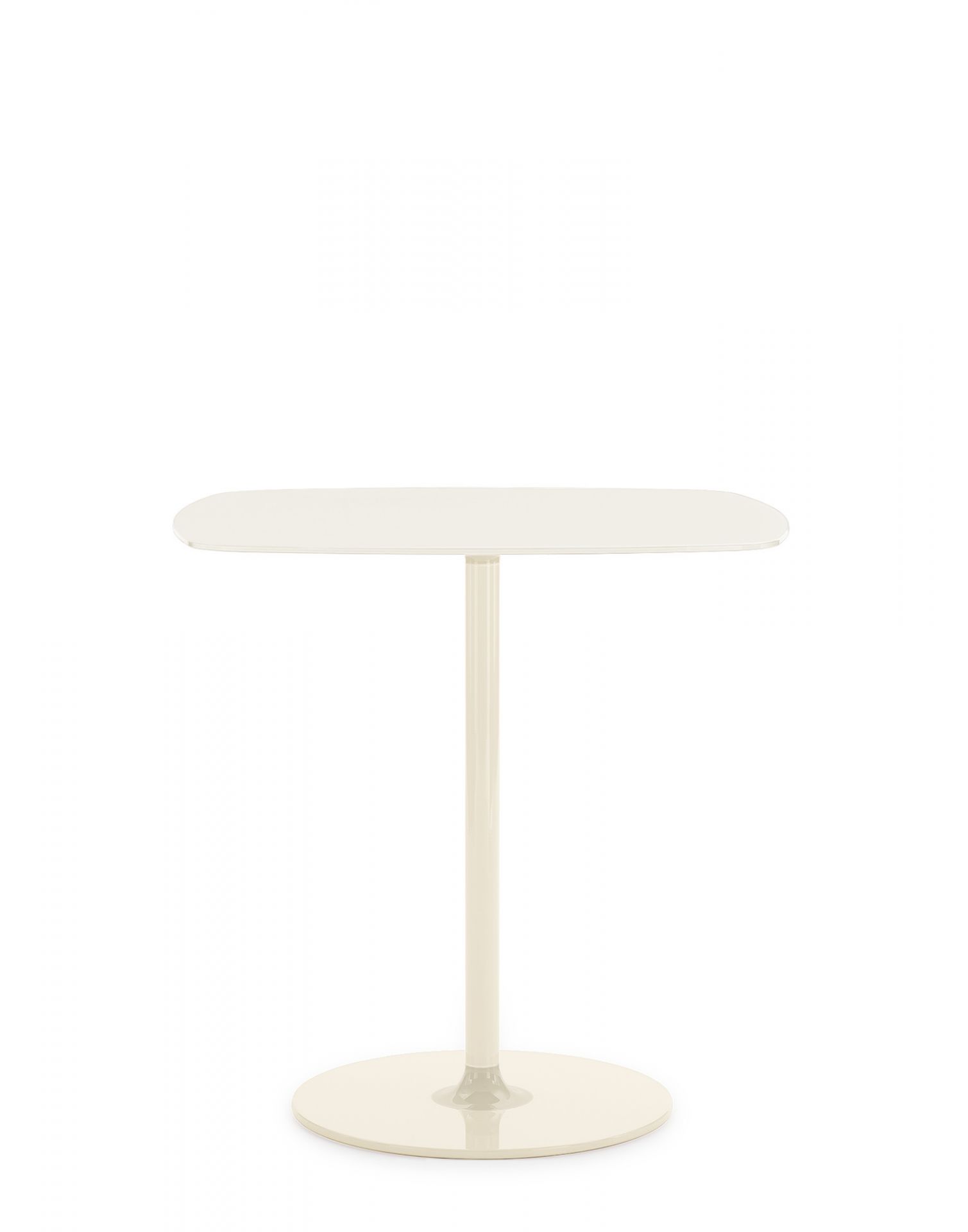Weißer Thierry Bistrot Tisch von Kartell, runder Fuß, minimalistisches Design für moderne Innenräume.