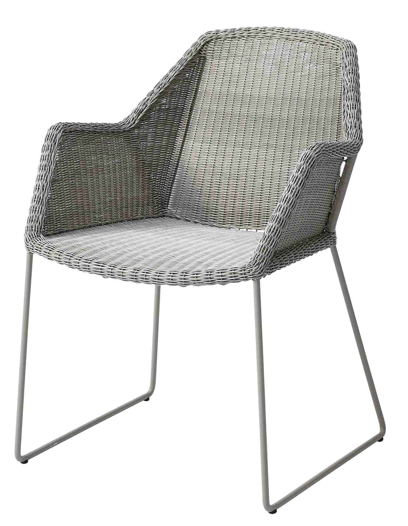 Breeze Outdoor Stuhl in Taupe mit Kufengestell, Cane-Line Geflecht für Garten und Terrasse.