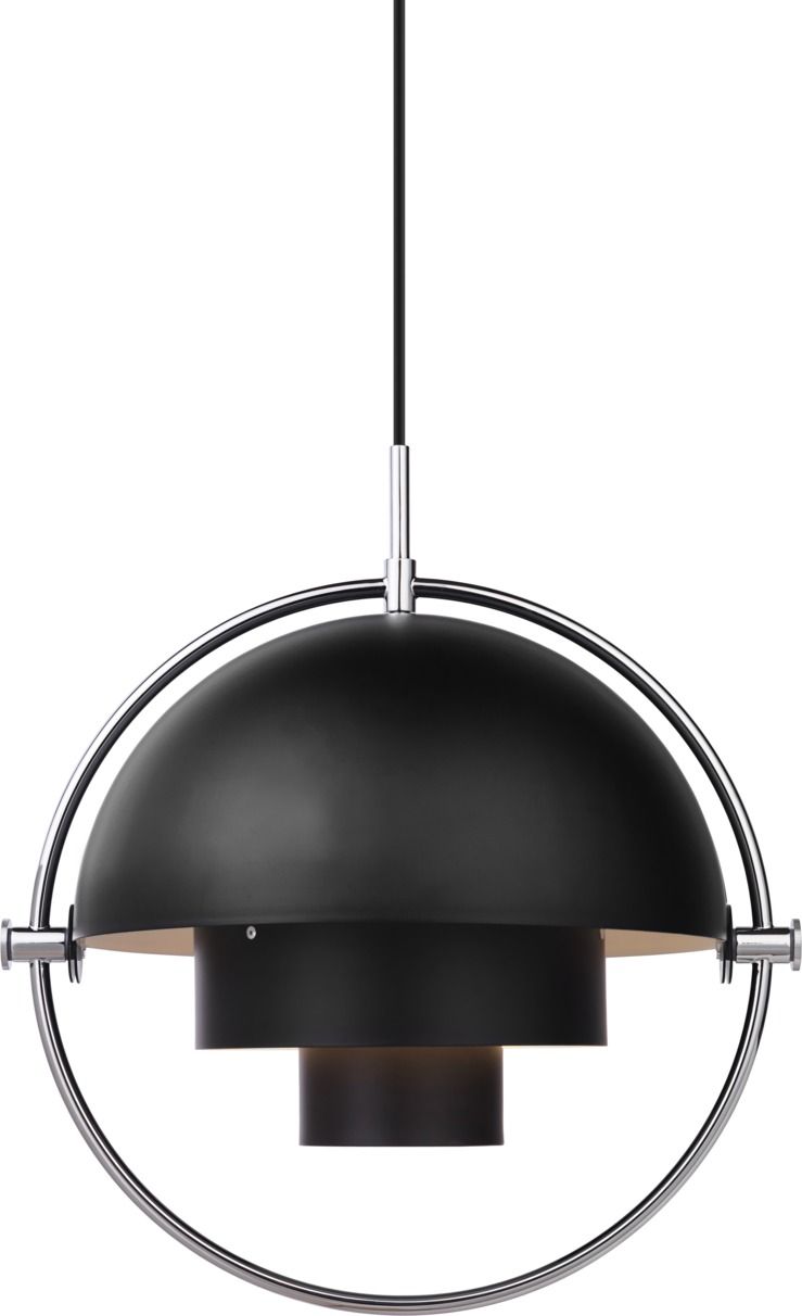 Gubi Multi-Lite Pendelleuchte in Schwarz und Chrom: Moderne Hängelampe für stilvolle Beleuchtung.