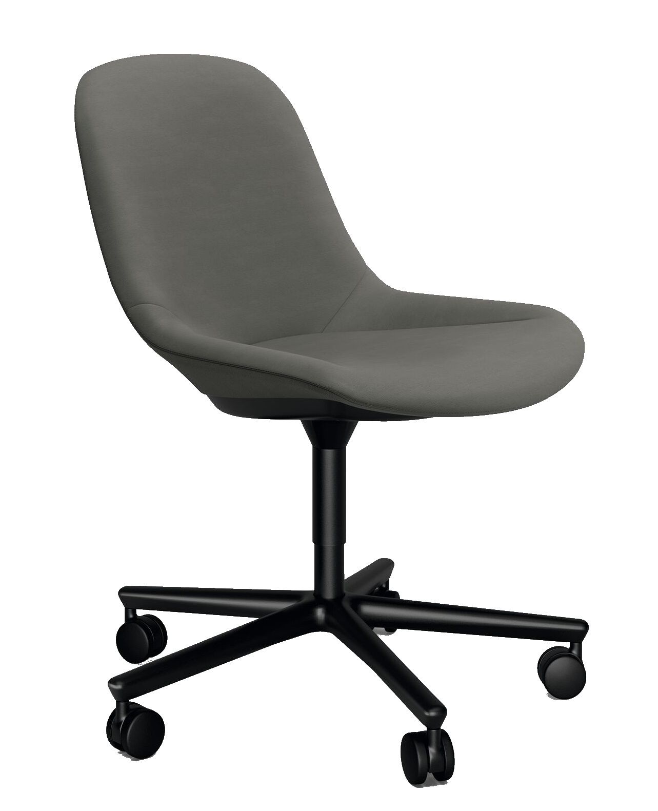 Grauer Sheru Stuhl mit Rollen von Walter Knoll, Bürostuhl mit schwarzem Fußkreuz.