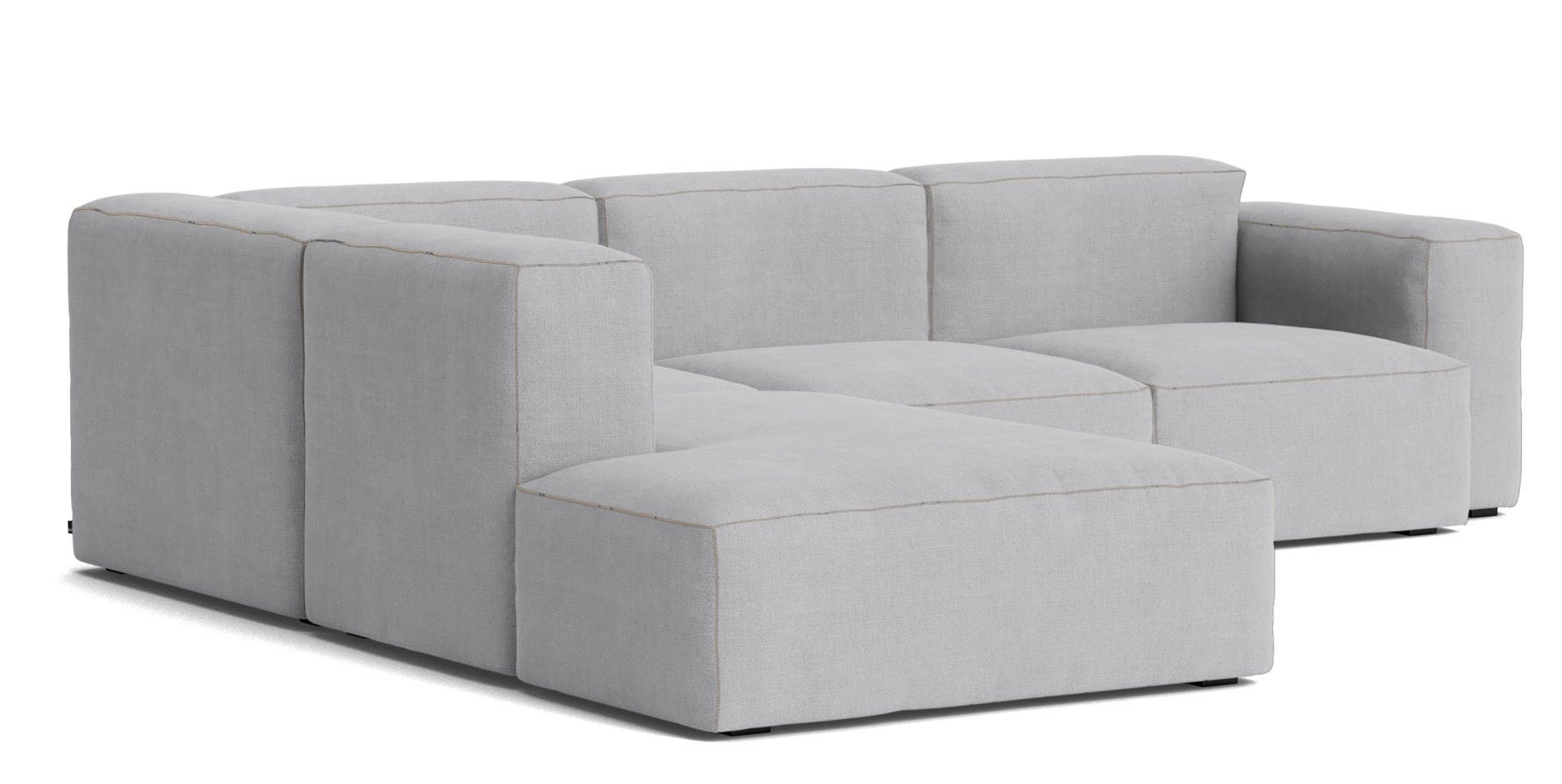 Helles Mags Soft Sofa Eckkombination mit niedrigem Armteil links von Hay. Modernes Wohnzimmer Sofa.