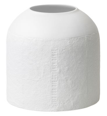 Weiße Formsprache Vase "Zeit für die schönen Dinge" von Räder, moderne Blumenvase für Wohnaccessoires.