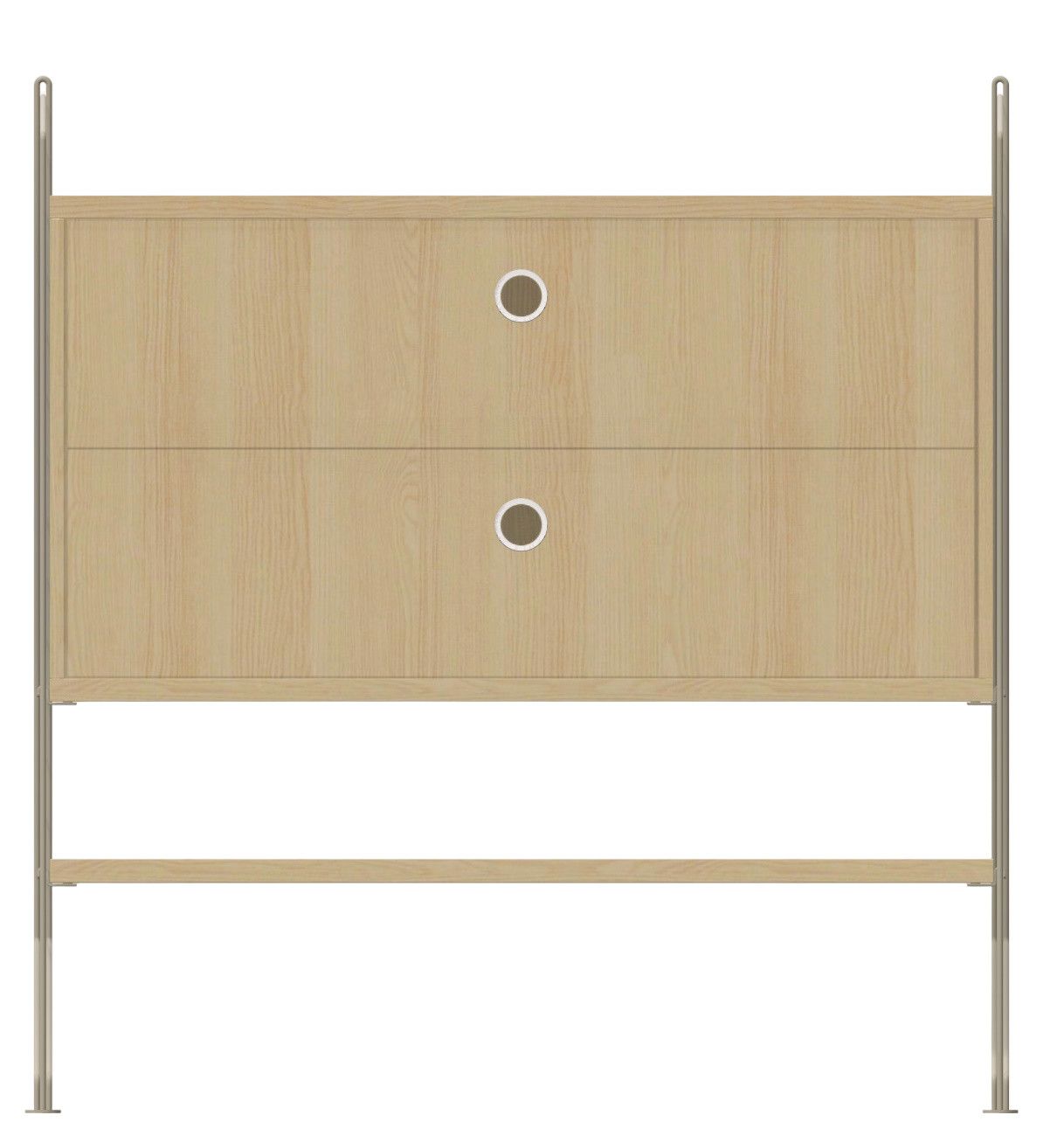 Wohnzimmer KONFIGURATIONEN L8 String Furniture mit zwei Schubladen und Holzoptik für moderne Wohnräume.