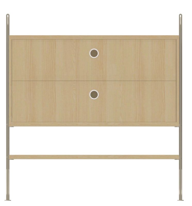 Wohnzimmer KONFIGURATIONEN L8 String Furniture mit zwei Schubladen und Holzoptik für moderne Wohnräume.