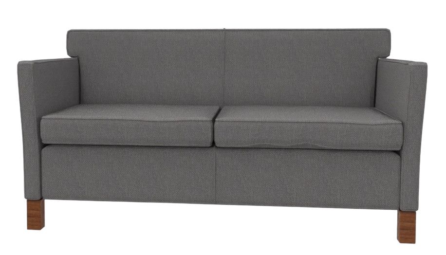 Graues Krefeld Sofa von Knoll International mit zwei Sitzflächen und Holzfüßen.