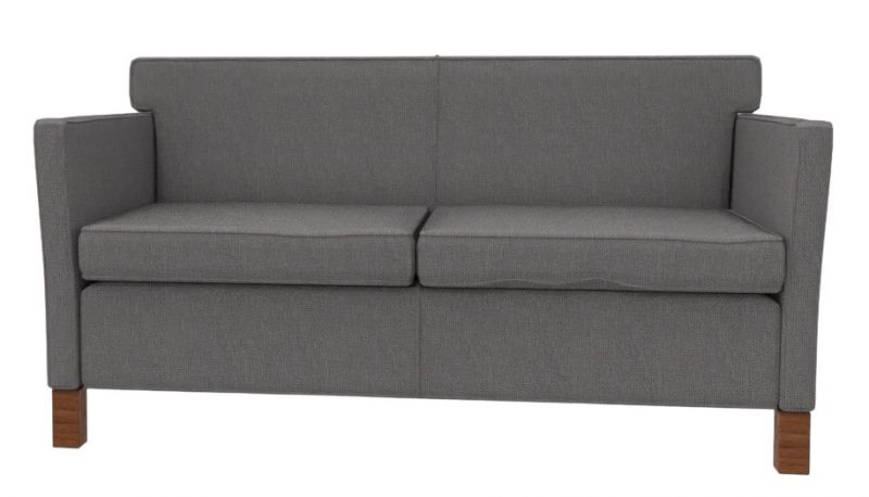 Graues Krefeld Sofa von Knoll International mit zwei Sitzflächen und Holzfüßen.