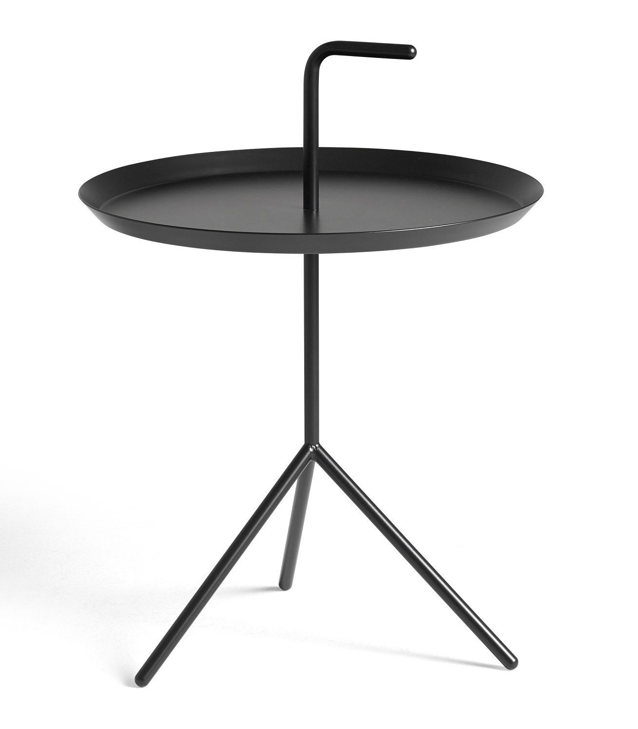 Schwarzer DLM XL Beistelltisch von Hay mit rundem Tablett und Griff. Moderner Serviertisch.