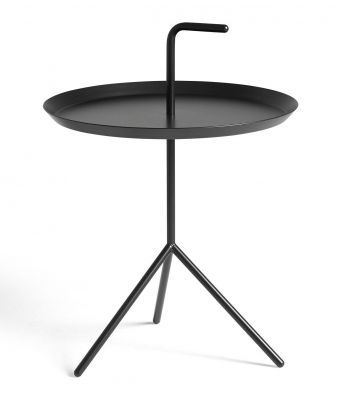 Schwarzer DLM XL Beistelltisch von Hay mit rundem Tablett und Griff. Moderner Serviertisch.