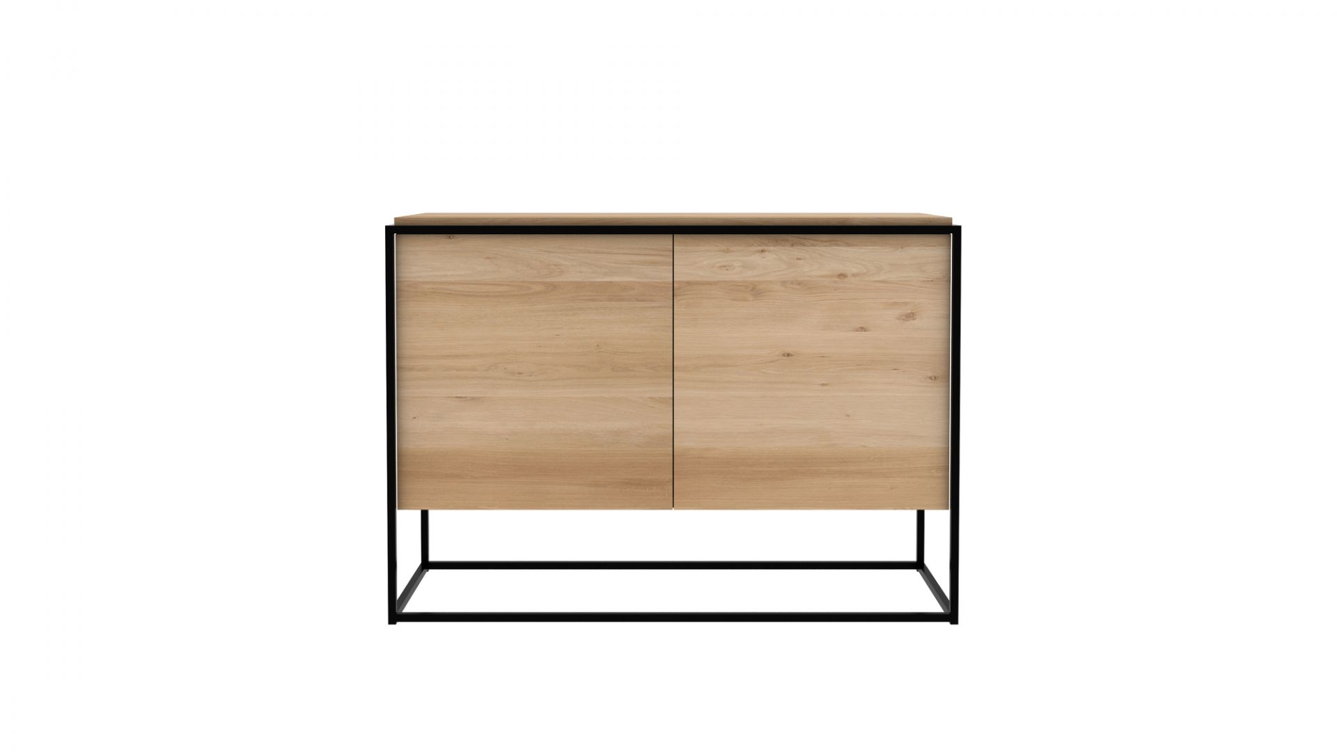 Monolit Sideboard aus Eiche mit schwarzem Metallgestell von Ethnicraft. Modernes Sideboard für Wohnzimmer und Esszimmer.