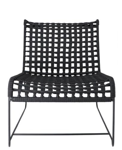 Schwarzer Jan Kurtz Lounge Sessel für den Outdoor-Bereich mit geflochtener Sitzfläche und Rückenlehne.