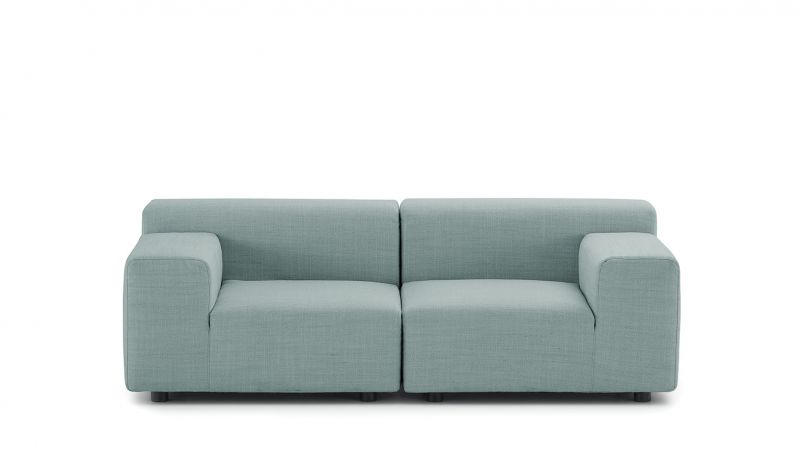 Helles Kartell Outdoor Sofa 2-Sitzer aus Kunststoff, modernes Design für Garten und Terrasse.