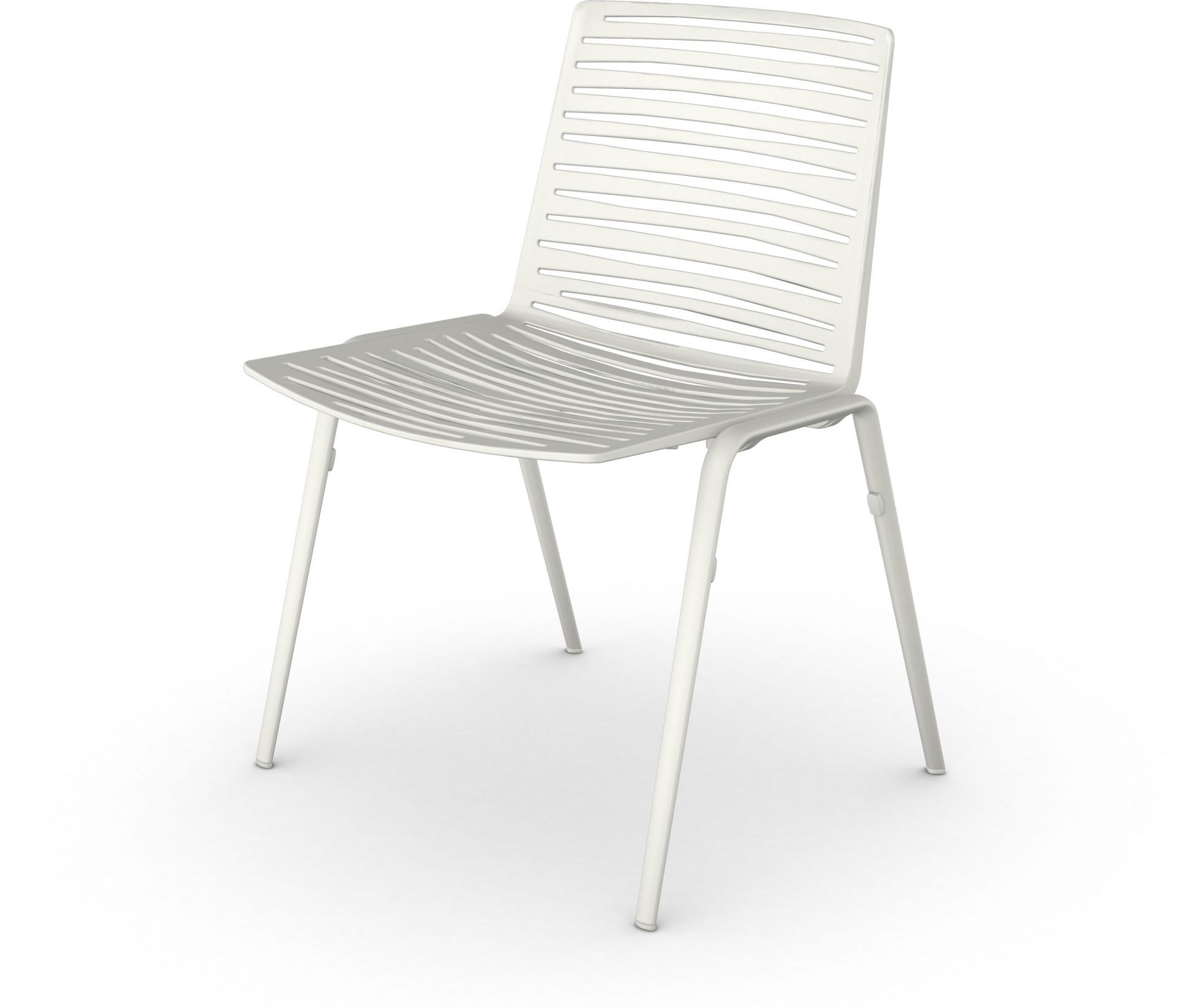 Weißer Zebra Outdoor Stuhl Fast mit Lattenmuster, ideal für Garten, Terrasse und Balkon.