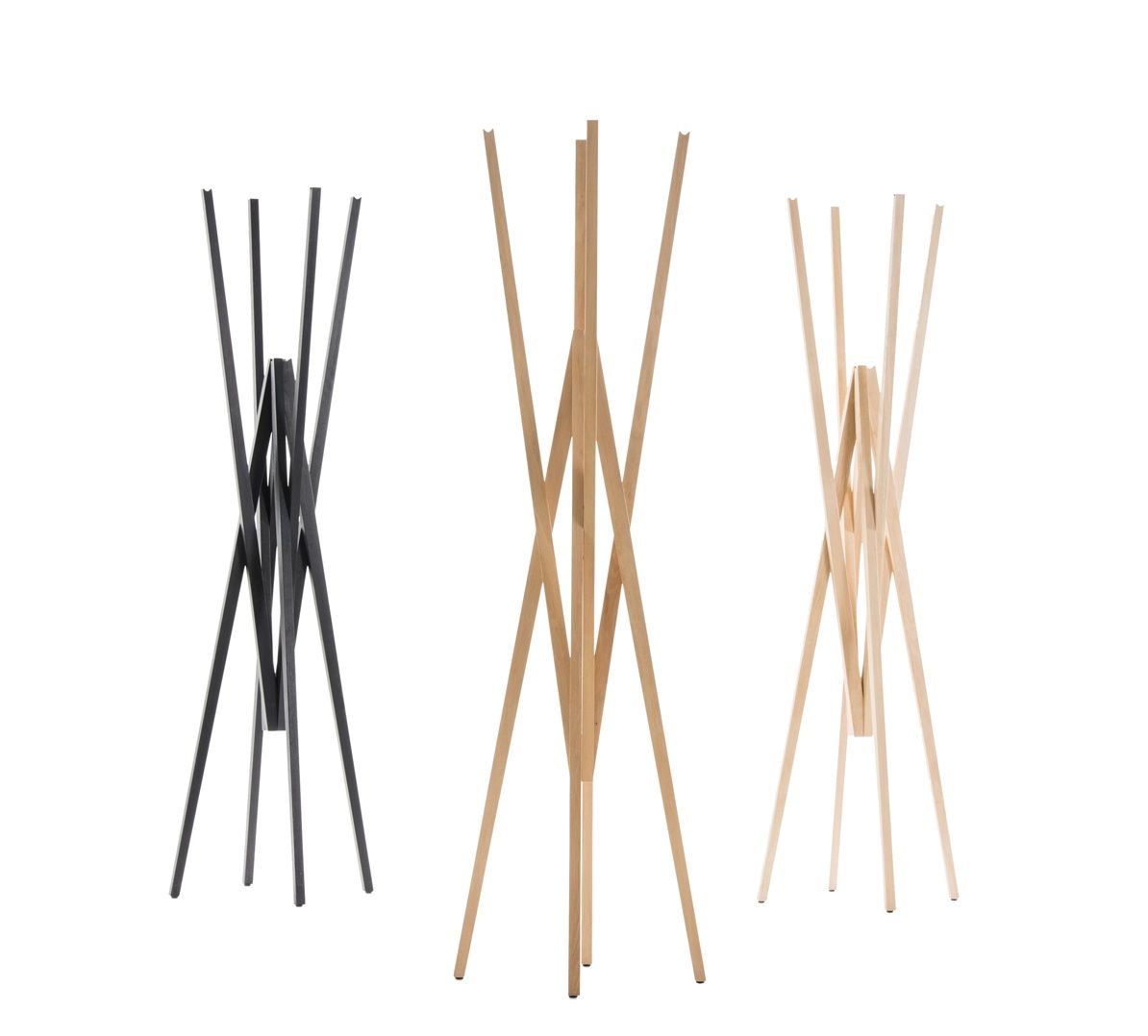 Simetria Kleiderständer in Schwarz und Naturholz: Moderner Garderobenständer für Flur und Eingangsbereich.