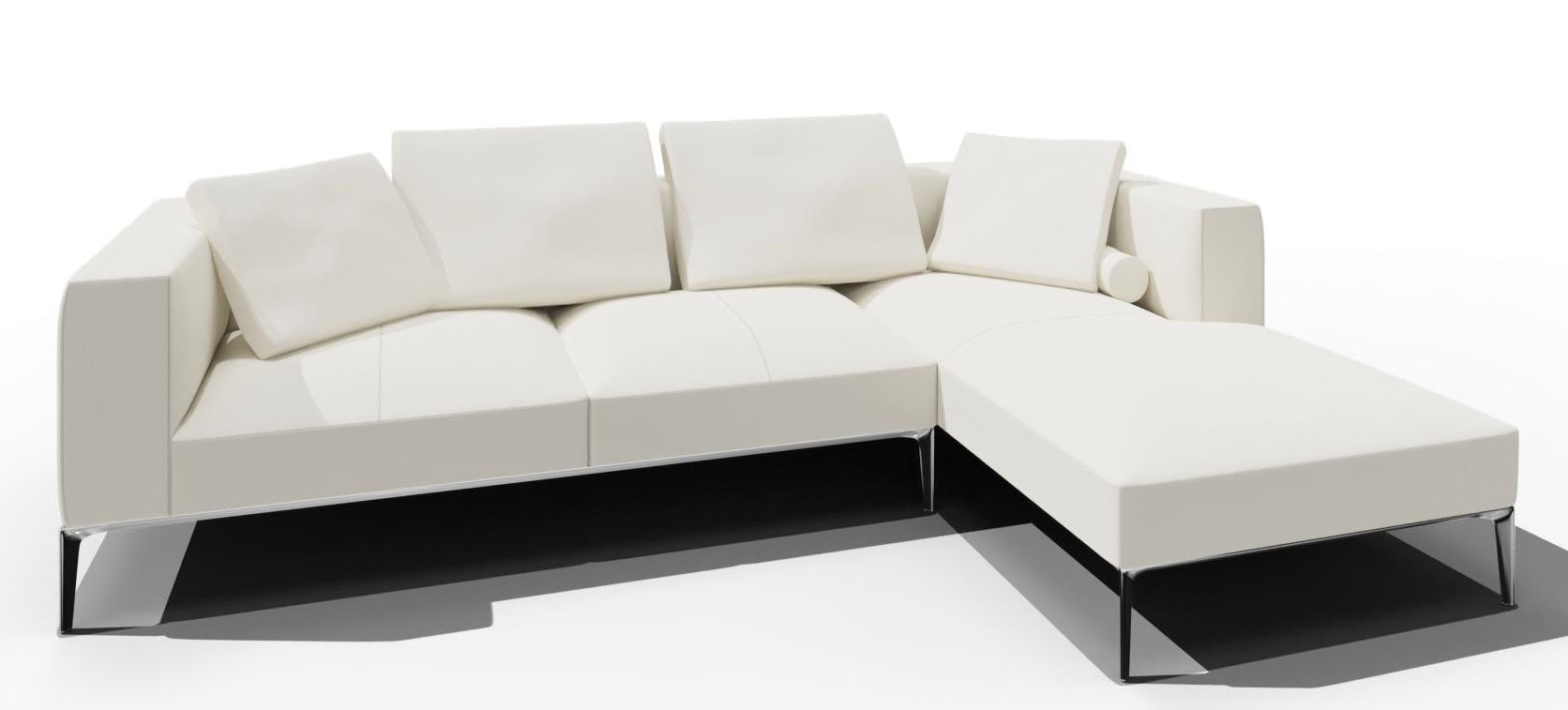 Jaan Living Sofa: Helles, modernes 3-Sitzer Ledersofa mit Kissen und Komfortrollen.