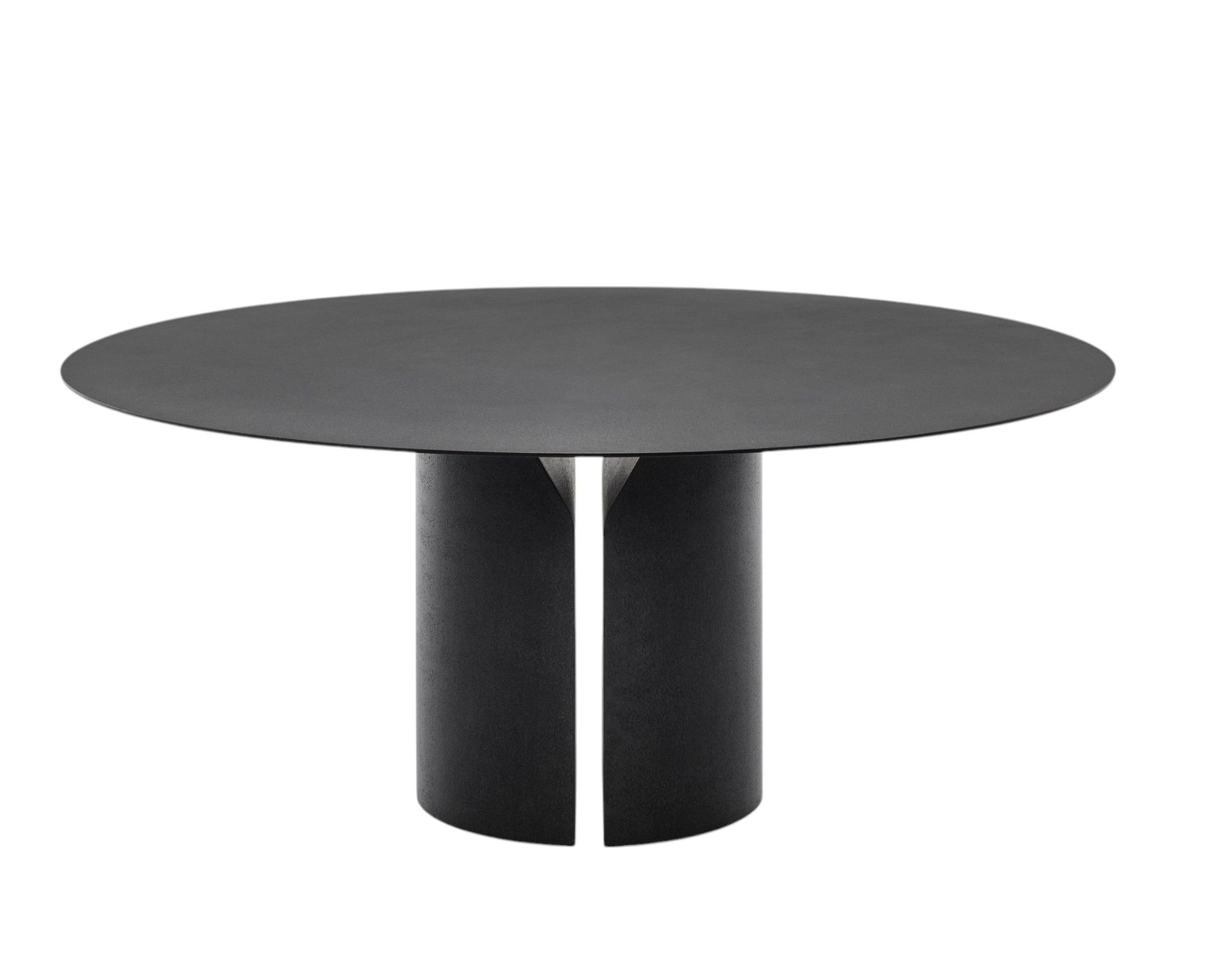 Schwarzer NVL Table Tisch von MDF Italia mit runder Tischplatte und zylindrischem Fuß.