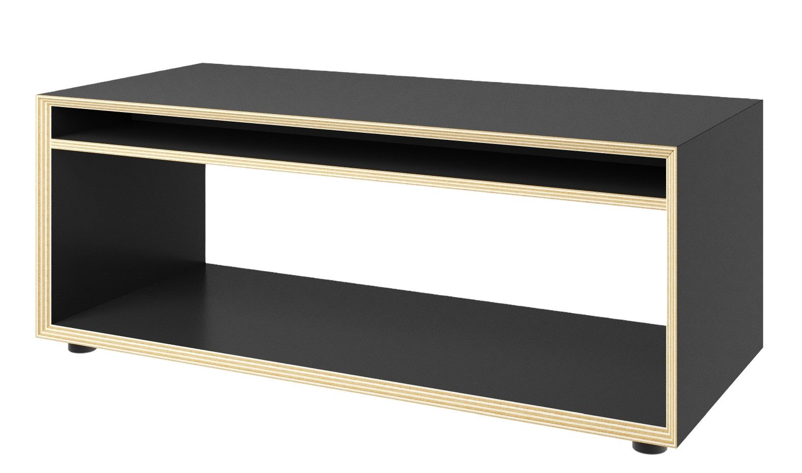 Vertiko Loop Beistelltisch von Müller Möbelwerkstätten, schwarzes Holz, minimalistisches Design, ideal als Nachttisch oder Ablage.