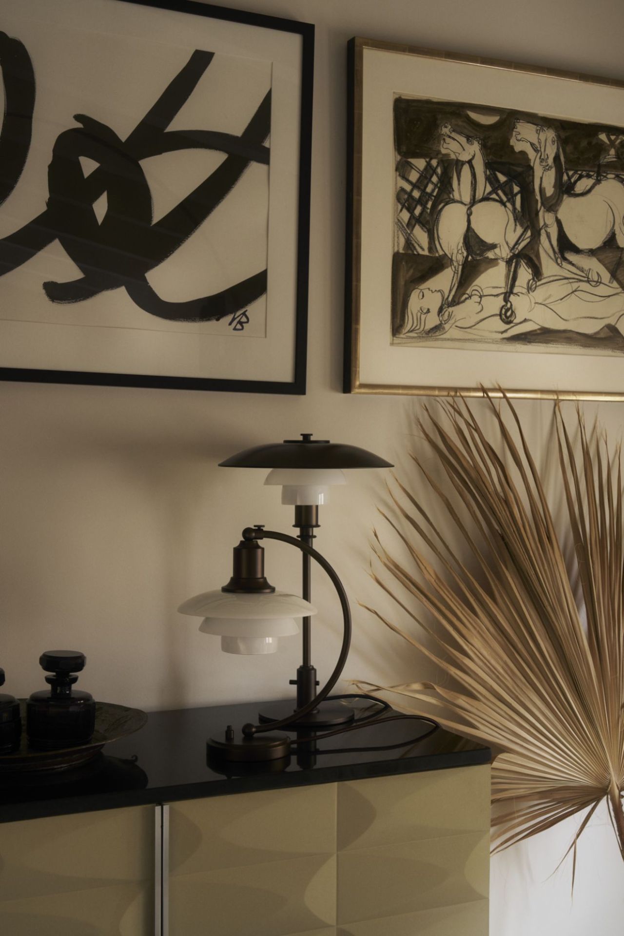 PH 3/2 Aged Brass Opal Tischleuchte Louis Poulsen