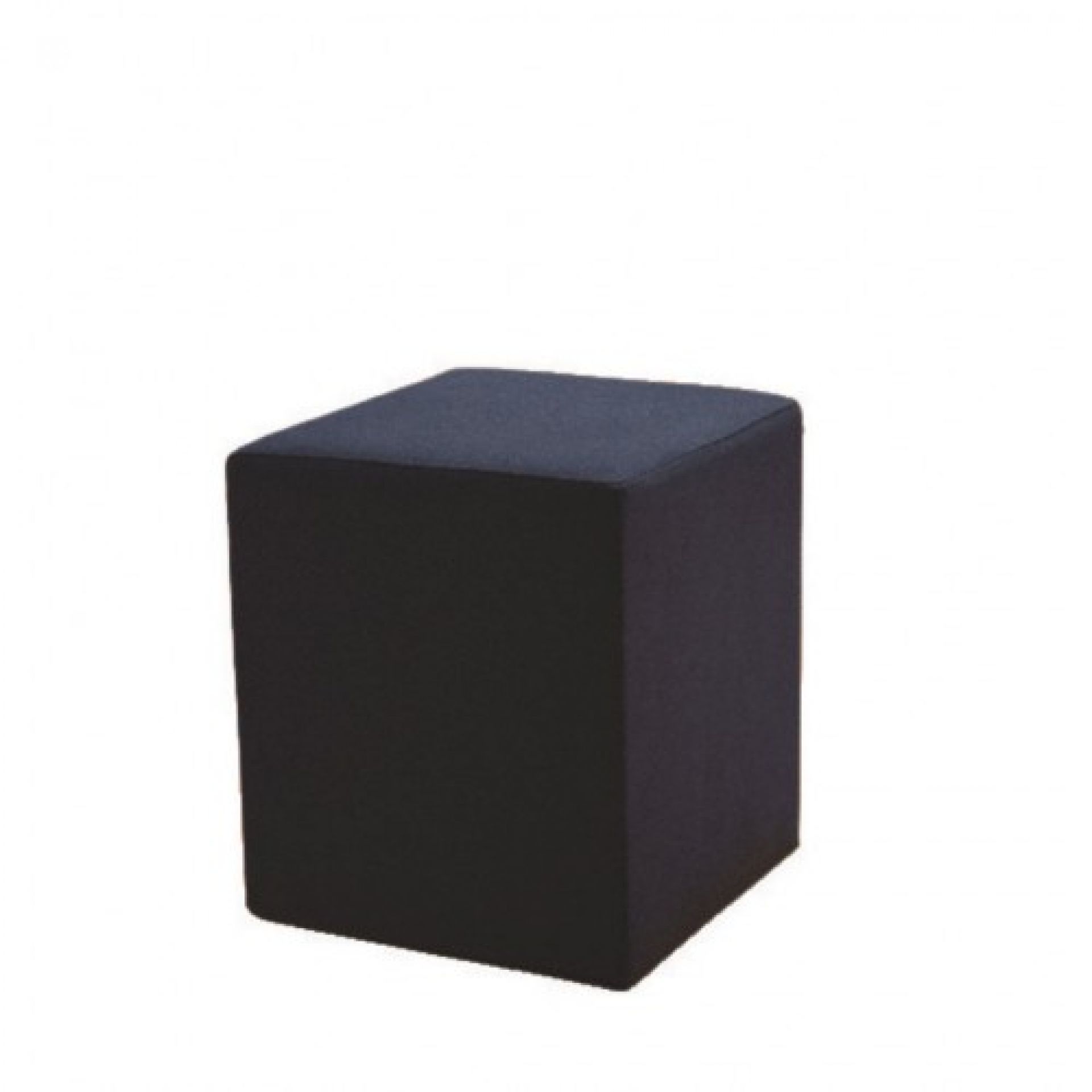 Schwarzer, würfelförmiger Pouf Hocker. Ideal als Sitzhocker, Fußhocker oder Beistelltisch.