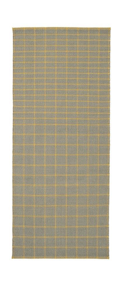 Nanimarquina Tiles Collection Teppich #3, 80x160 cm, grau mit gelbem Karomuster, moderner Designer Teppich.