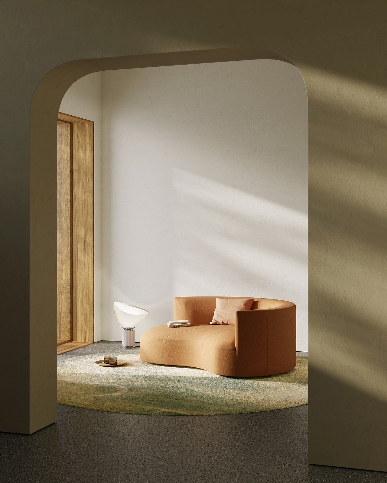 Siwa Récamiere von Cor, modernes Sofa in organischen Formen, warmen Farben und minimalistischem Design.