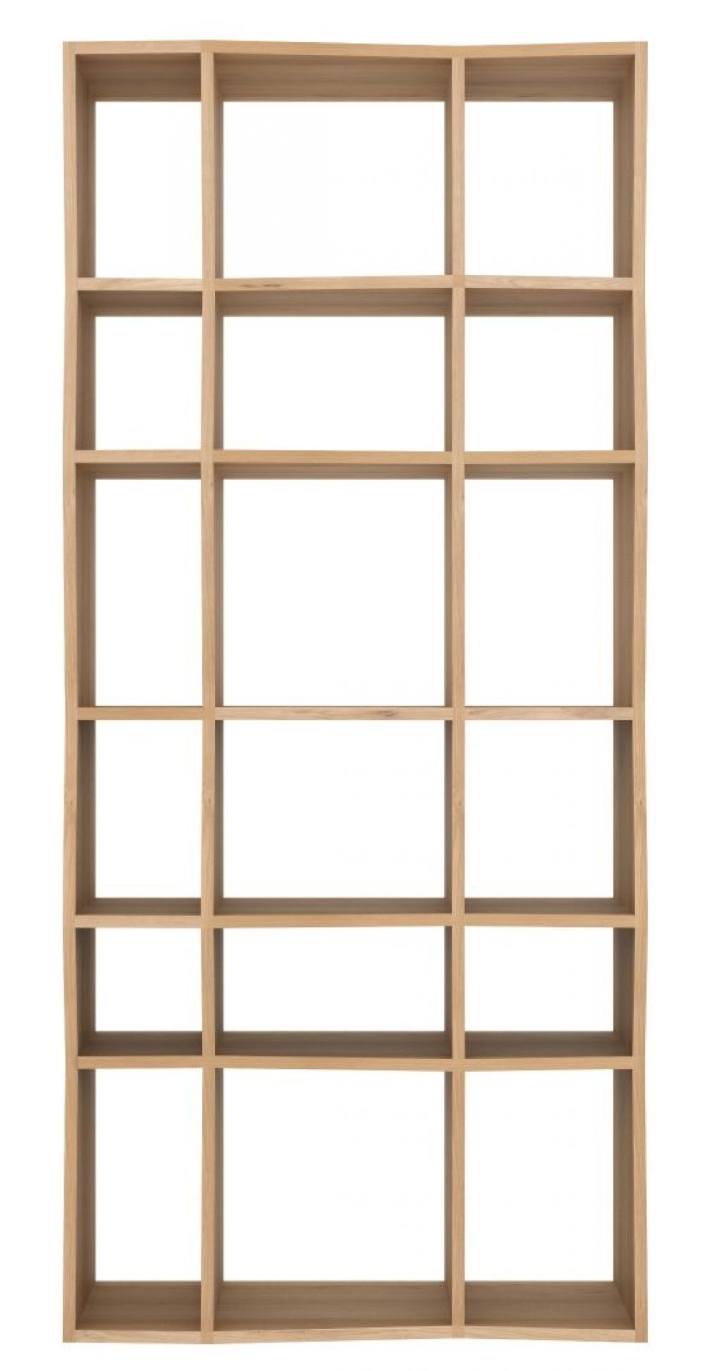 Ethnicraft Z Regal aus Eiche, modernes Bücherregal mit mehreren quadratischen Fächern für Wohnzimmer und Büro.