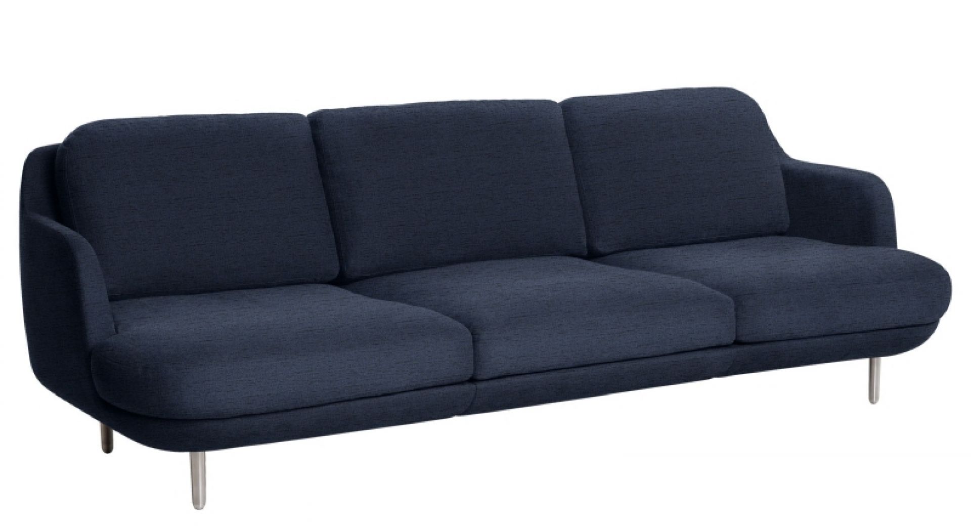 Blaues Lune Sofa von Fritz Hansen, ein modernes 3-Sitzer Sofa mit Stoffbezug.