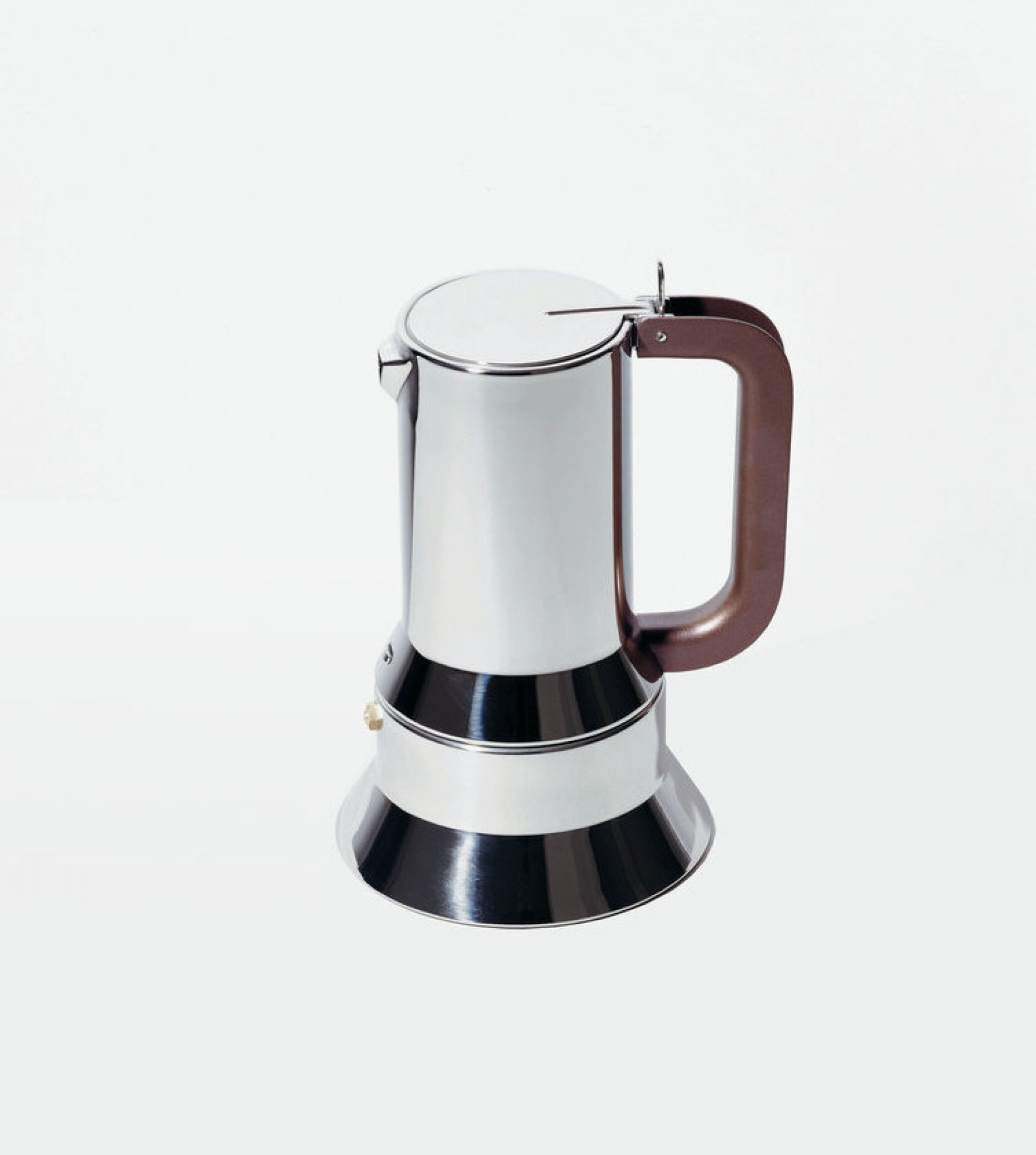 Alessi Espressokocher 9090/3 aus Edelstahl mit braunem Griff für aromatischen Espresso.