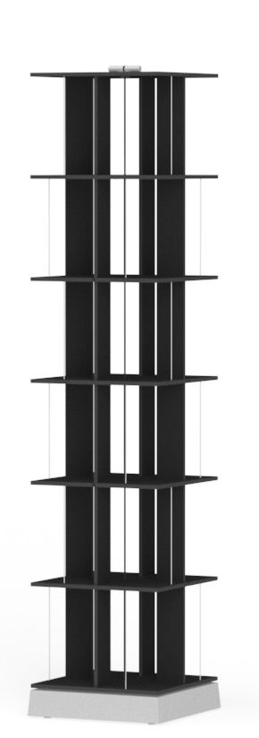 Buchstabler Bücherturm, DVD-Regal Nils Holger Moormann Bicolor Schwarz Ral 9005 - 6er H 150,5 cm