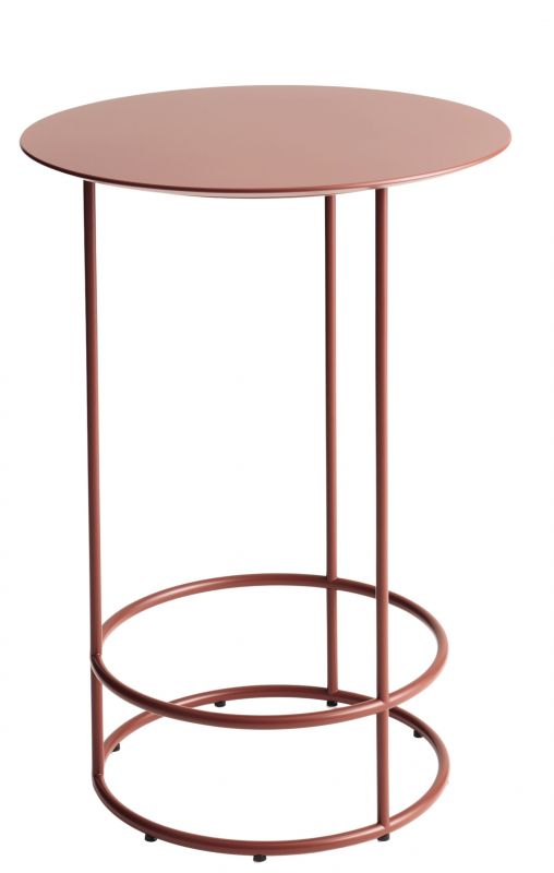 Drop Stehtisch von Cor, runder Beistelltisch aus Metall in Kupfer-Braun, modernes Möbeldesign.